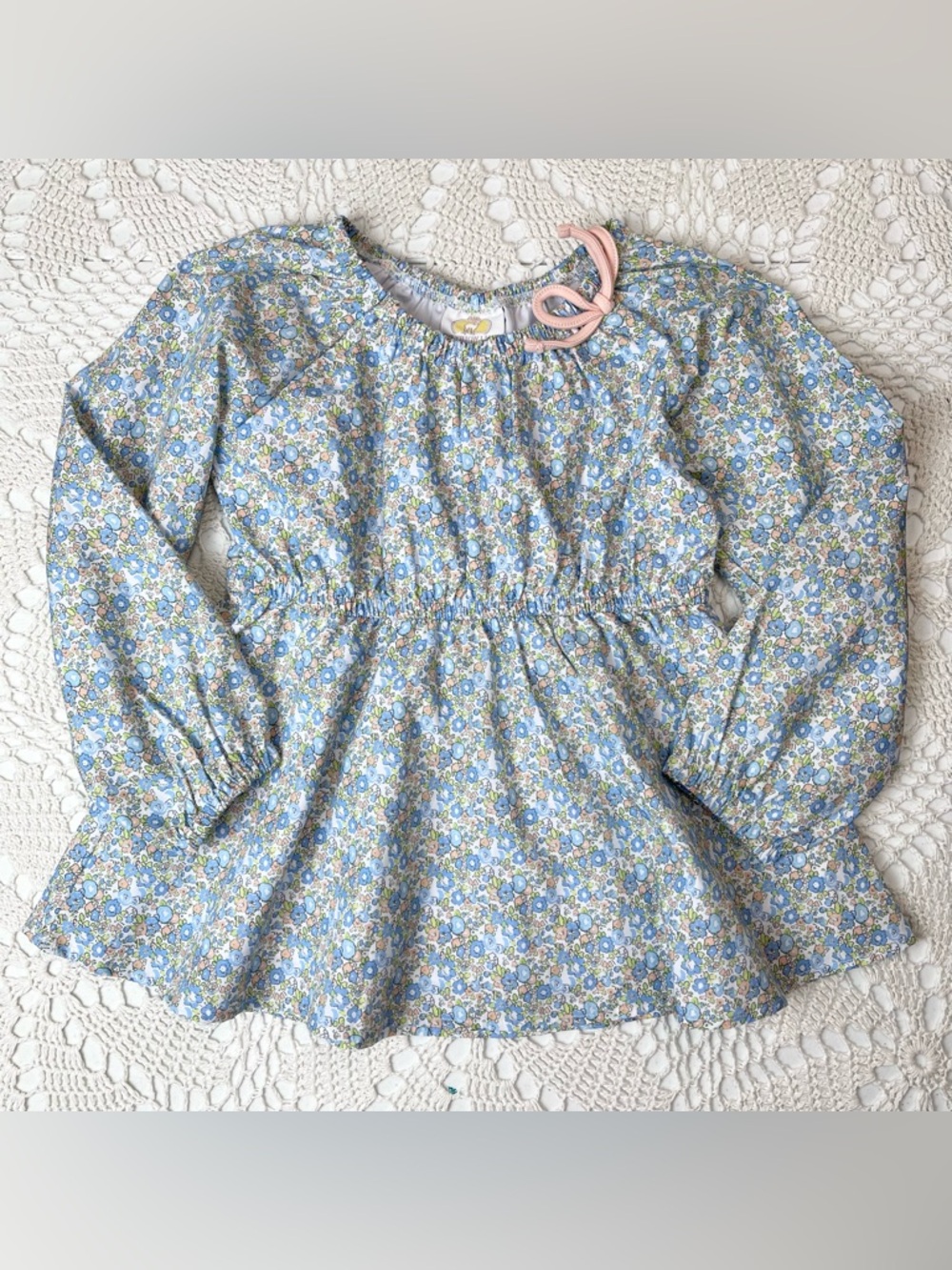 The Yellow Lamb Girls 6 Years Florence Floral Gathered Neck Tunic Boutique Shirt